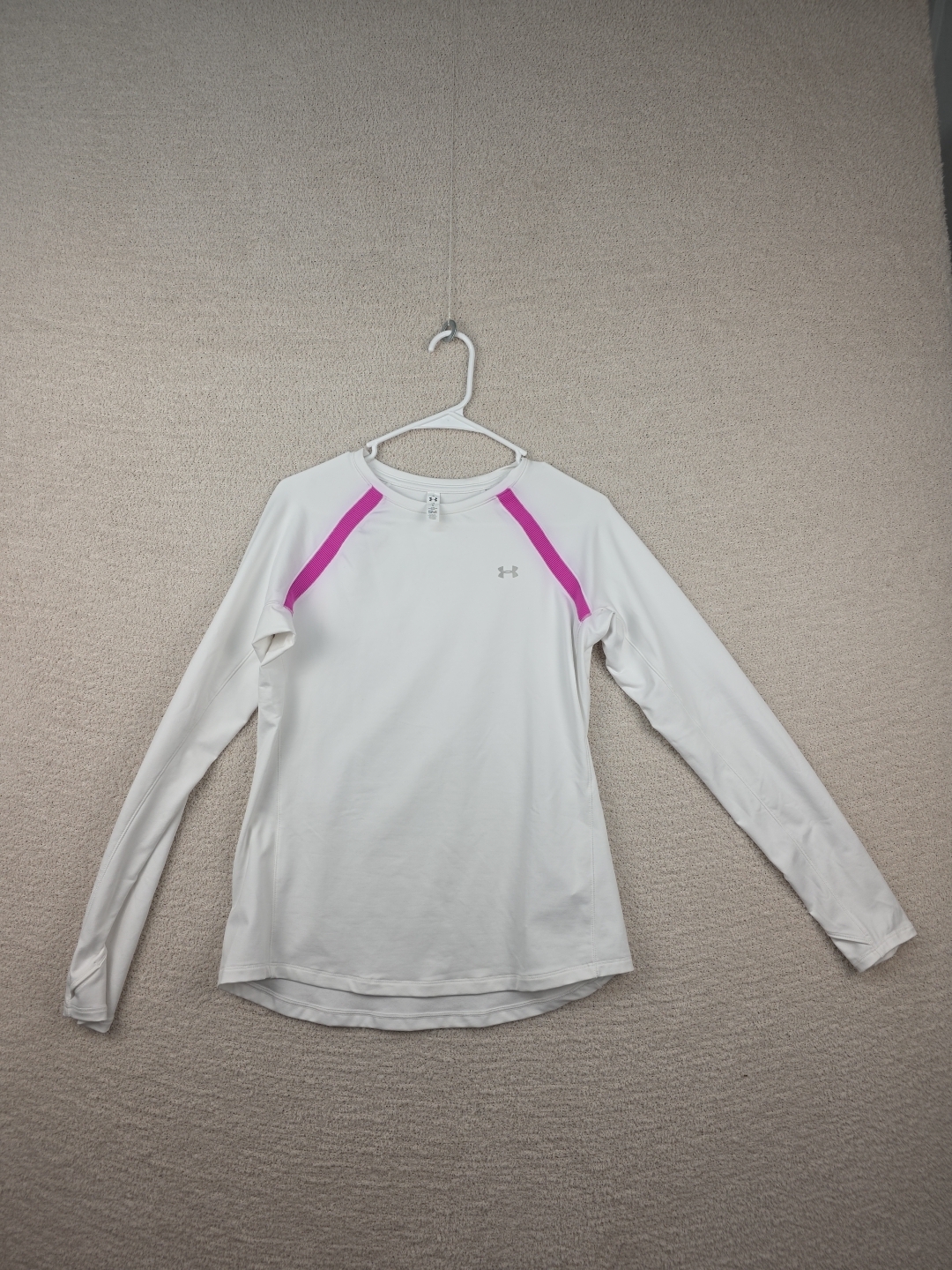 Under Armour White Performance Top With Light Pink Accents
